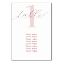 Rose Rosa Tischnummer Hochzeitstabelle