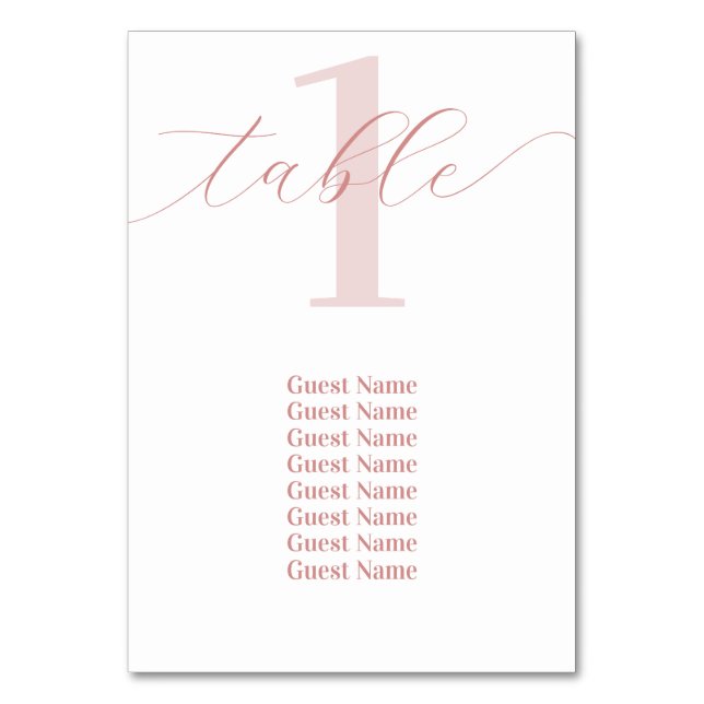 Rose Rosa Tischnummer Hochzeitstabelle (Rückseite)