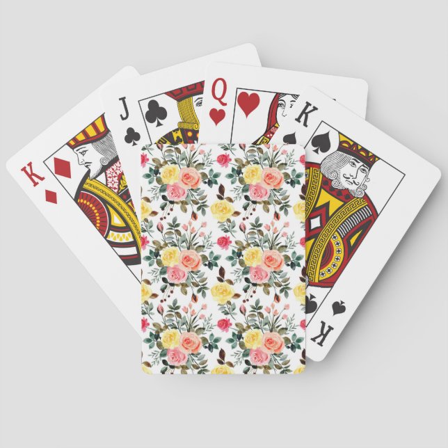 Rose Rosa und Gelb Spielkarten (Rückseite)