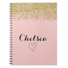 Rose Rosa und Gold Glitzer Kaskadenwickler Notizblock