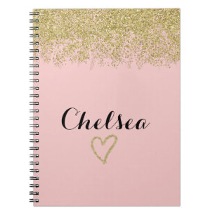 Rose Rosa und Gold Glitzer Kaskadenwickler Notizblock