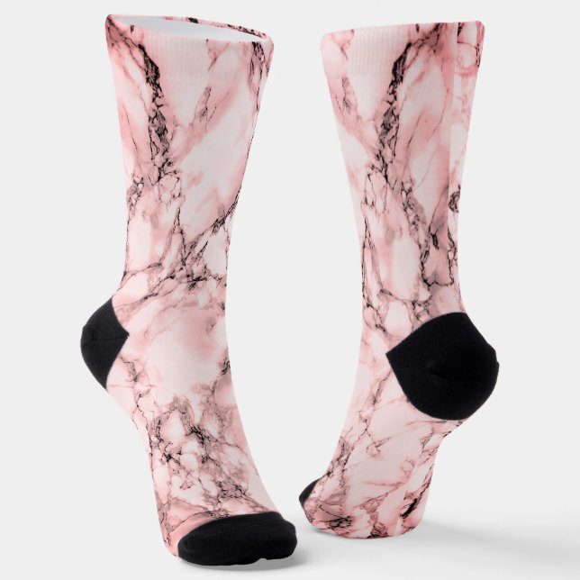 Rose Rosa und Weiß Marmorsocken Socken (Gewinkelt)