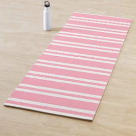 Rose Rosa und Weiß Streifen Yogamatte
