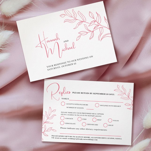 Rose Rosa Verzweigung Option Hochzeitsveranstaltun RSVP Karte (Von Creator hochgeladen)