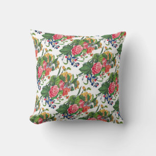 Rose Rosa Vintage Aquarellfarben Wildblumen Kissen
