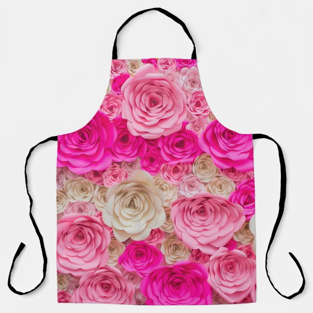 Rose: Rosa, Weiß. Schürze (Vorderseite)