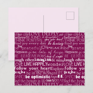 Rose Rosa weiße inspirierende Worte Weihnachten Postkarte