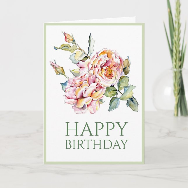 Rose rose Anniversaire 5x7 Carte pliée (Devant)