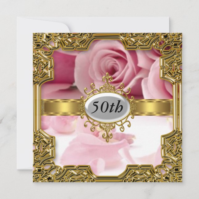 Rose rose Anniversaire Glamor Hot Invitation (Devant)