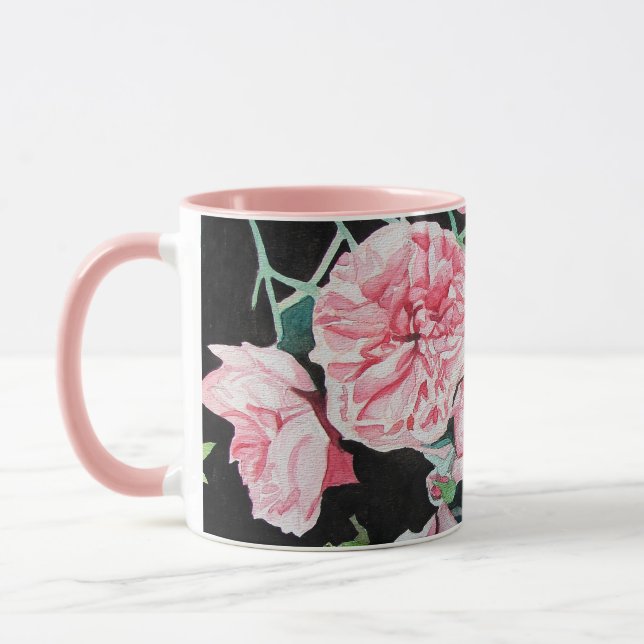 Rose rose Aquarelle Fleur Roses Floral Mug (Gauche)