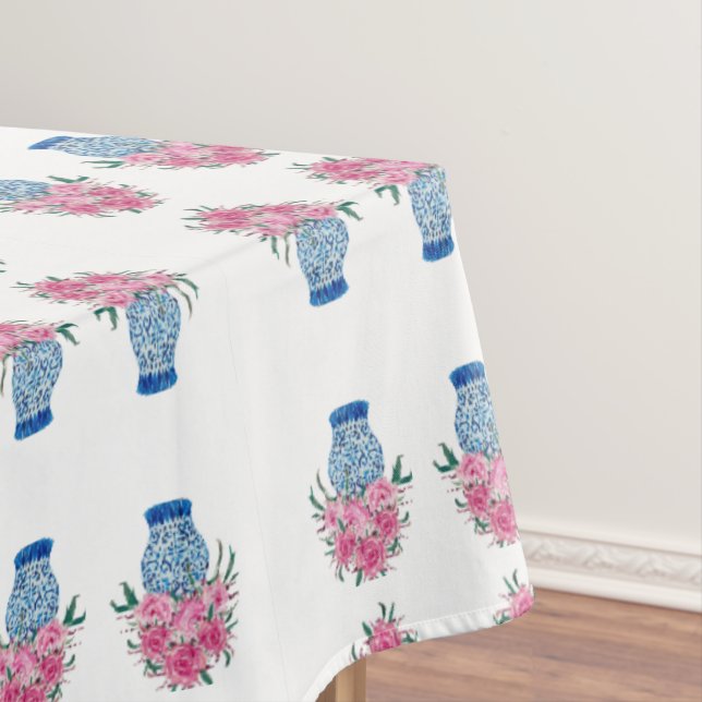 Rose Rose Blue Ginger Jars Jar Tablecloth Tischdecke (Beispiel)