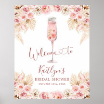 Rose rose Boho Soiree Affiche de bienvenue