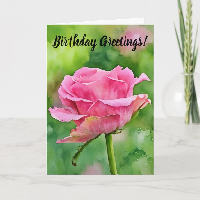 Rose Rose Bud Ouverture Art Carte Anniversaire (Devant)