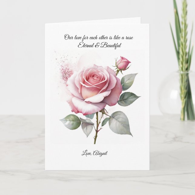 Rose rose carte de la Saint-Valentin pour elle/lui (Devant)