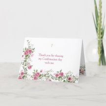 Rose rose Carte de remerciements de confirmation r