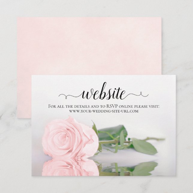 Rose Rose Elegante Hochzeitswebsite Begleitkarte (Vorne/Hinten)