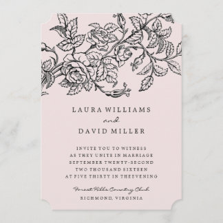 Rose rose Floral Garden Invitation de mariage