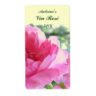 Rose Rose Floral Vin Étiquette