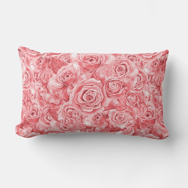 Rose Rose Lumbar Coussin 13"x21" (Recto)