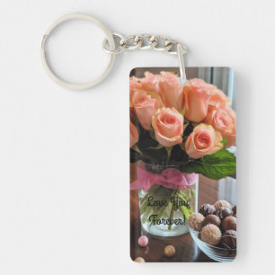 Rose rose Porte - clé personnalisé