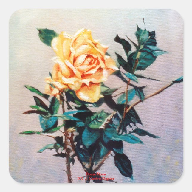 Rose/Rose Quadratischer Aufkleber (Vorderseite)
