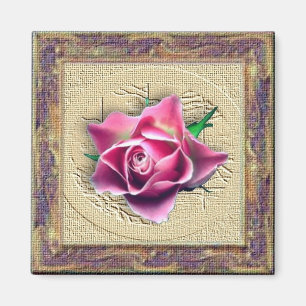 Rose rose rose dans le cadre de toile aimant