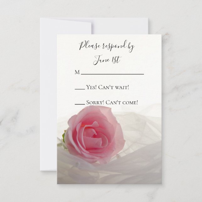 Rose rose sur blanc mariage RSVP carte de réponse (Devant)