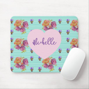 Rose Rosen Rot Violett floral Aqua Mauspad
