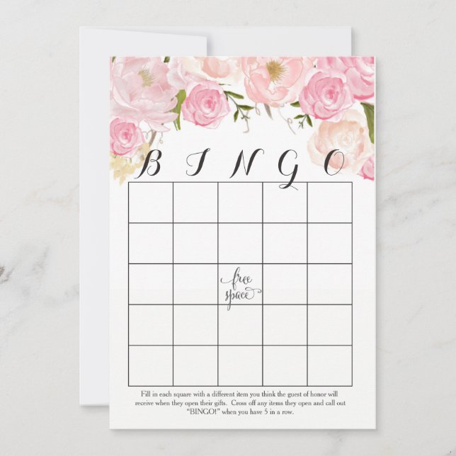 rose roses aquarelle fleurs Douche Bingo Cartes (Devant)