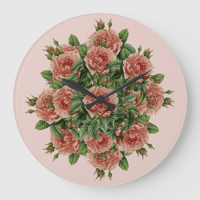 Rose Roses Rosen bouquet – Rosenbouquet Große Wanduhr (Vorderseite)