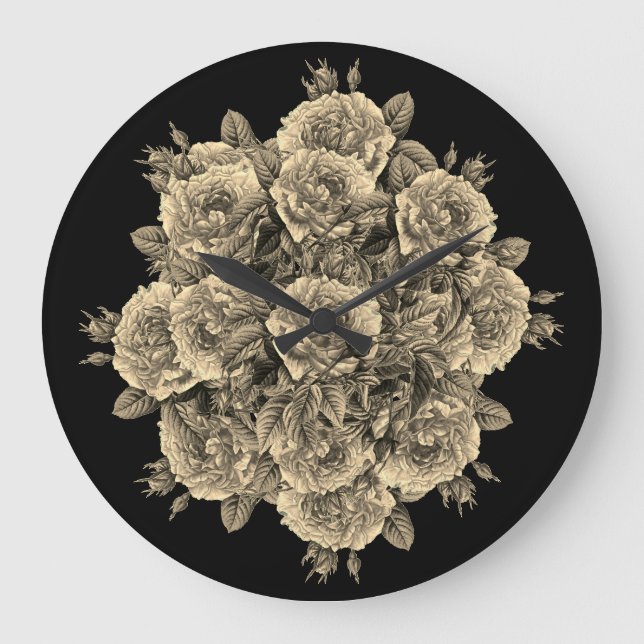 Rose Roses Rosen bouquet – Rosenbouquet Große Wanduhr (Vorderseite)