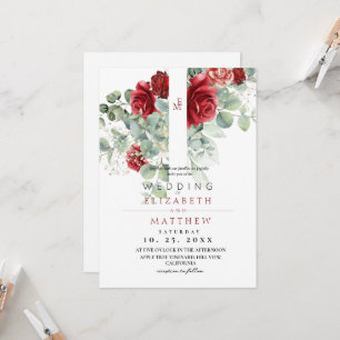 Rose Rot Blush und Hochzeit mit Blumen Elegant Einladung
