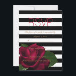 Rose Rot und Schwarz - Hochzeitsraster Einladung<br><div class="desc">Moderne und elegante rote Rose,  Goldtext und schwarzer Streifen Hochzeit RSVP. Dieses schöne UAWG aus schwarzem und rotem Streifen lässt sich leicht an Ihre Veranstaltung anpassen,  indem Sie einfach Ihre Details in den Schriftart-Stil und Farbe,  Text und Layout Ihrer Wahl einfügen.</div>