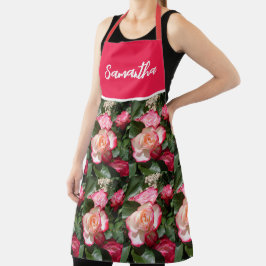 Rose Rote Flora und Rosen Frauen Küche Schürze
