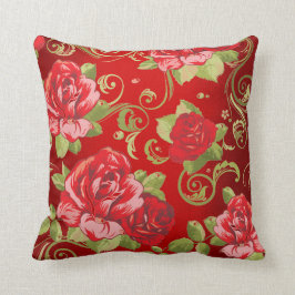 Rose Rote Grüne Magie Garten Blume Kissen