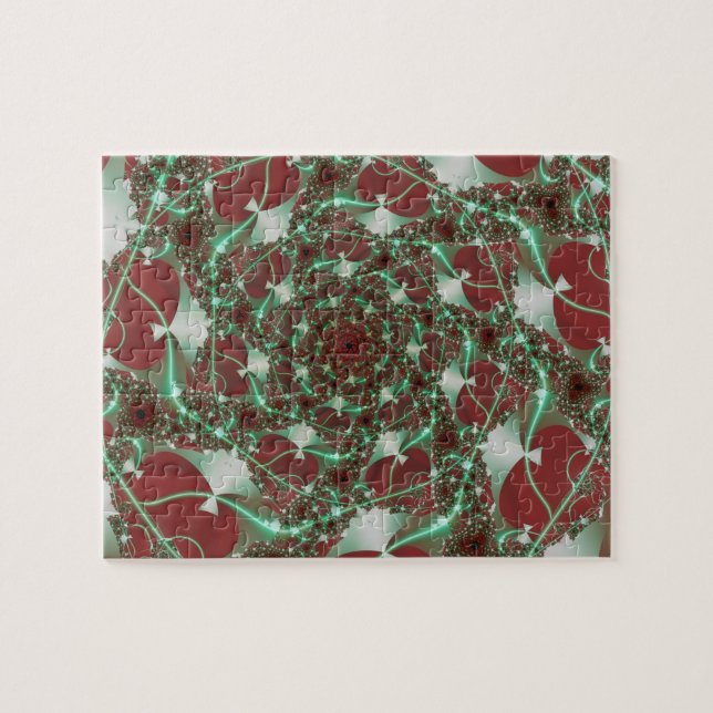 Rose | Rote und grüne Fraktale (Horizontal)