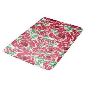 Rose Rotes Grün Vintage Blüte Badematte