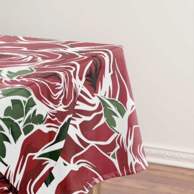 Rose Rotes Grün Vintage Blüte Tischdecke (Beispiel)