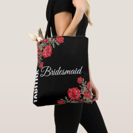 Rose rouge aquarelle Mariage Floral Sac fourre-tou