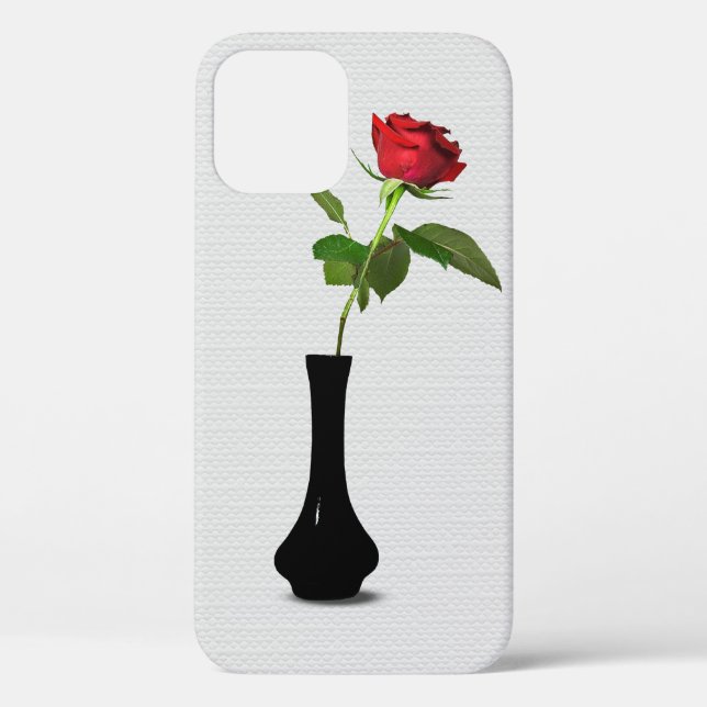Rose rouge dans le Vase noir Coque-Mate coque ipho (Verso)