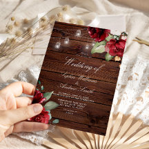 Rose rouge de Bourgogne Faire-part de mariage en b
