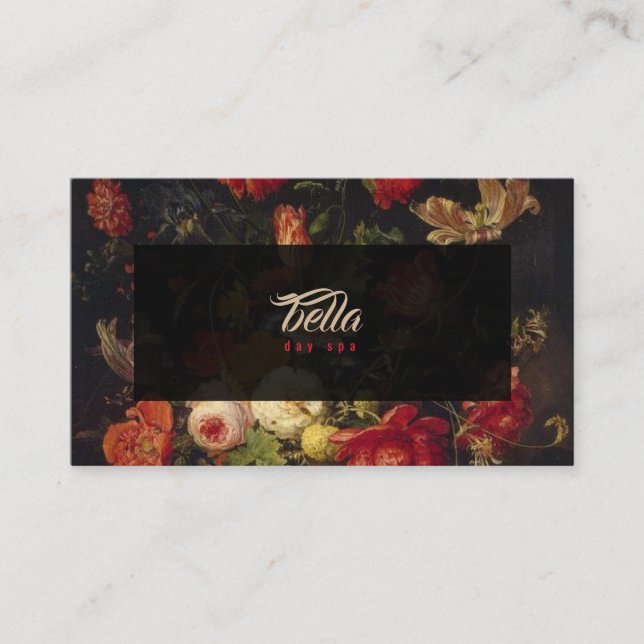 Rose rouge de cartes de visite floraux vintages (Devant)