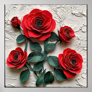 Rose rouge Décoration de style fait-main romantiqu