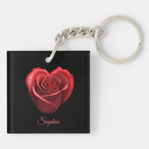 Rose rouge en forme de coeur -