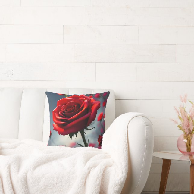 Rose Rouge Et Bufs, Coussin (Canapé)