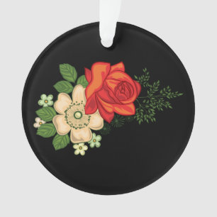 Rose rouge et marguerites Arrière - plan noir