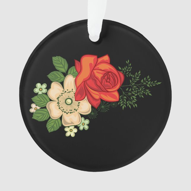 Rose rouge et marguerites Arrière - plan noir (devant)