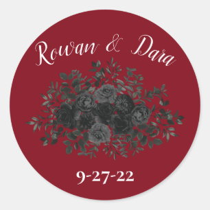 Rose rouge et noir gothique Faveur Sticker Étiquet