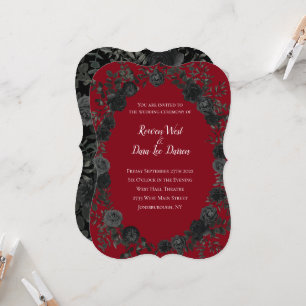 Rose rouge et noir Invitations de mariage gothique
