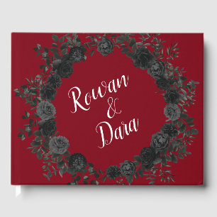Rose rouge et noir Mariage gothique Livre d'invité